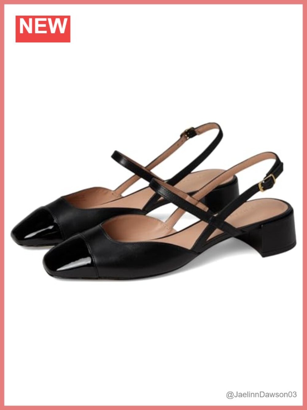 Women's Pella Block Heel Slingback Pumps Leather Cap Toe Formal